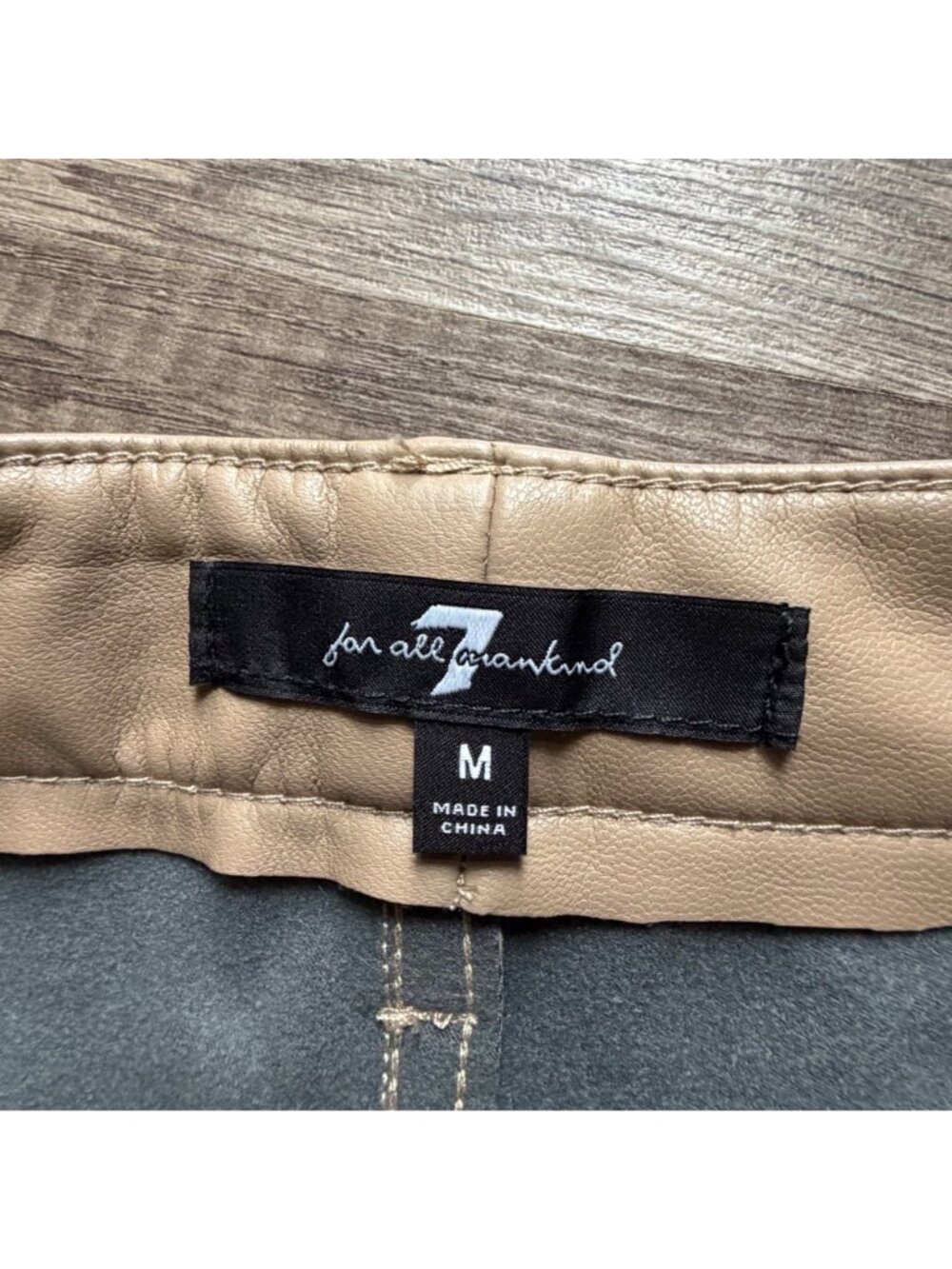 7 For All Mankind Faux Leather Skinny Pants In Taupe Size M - Picture 3 of 6